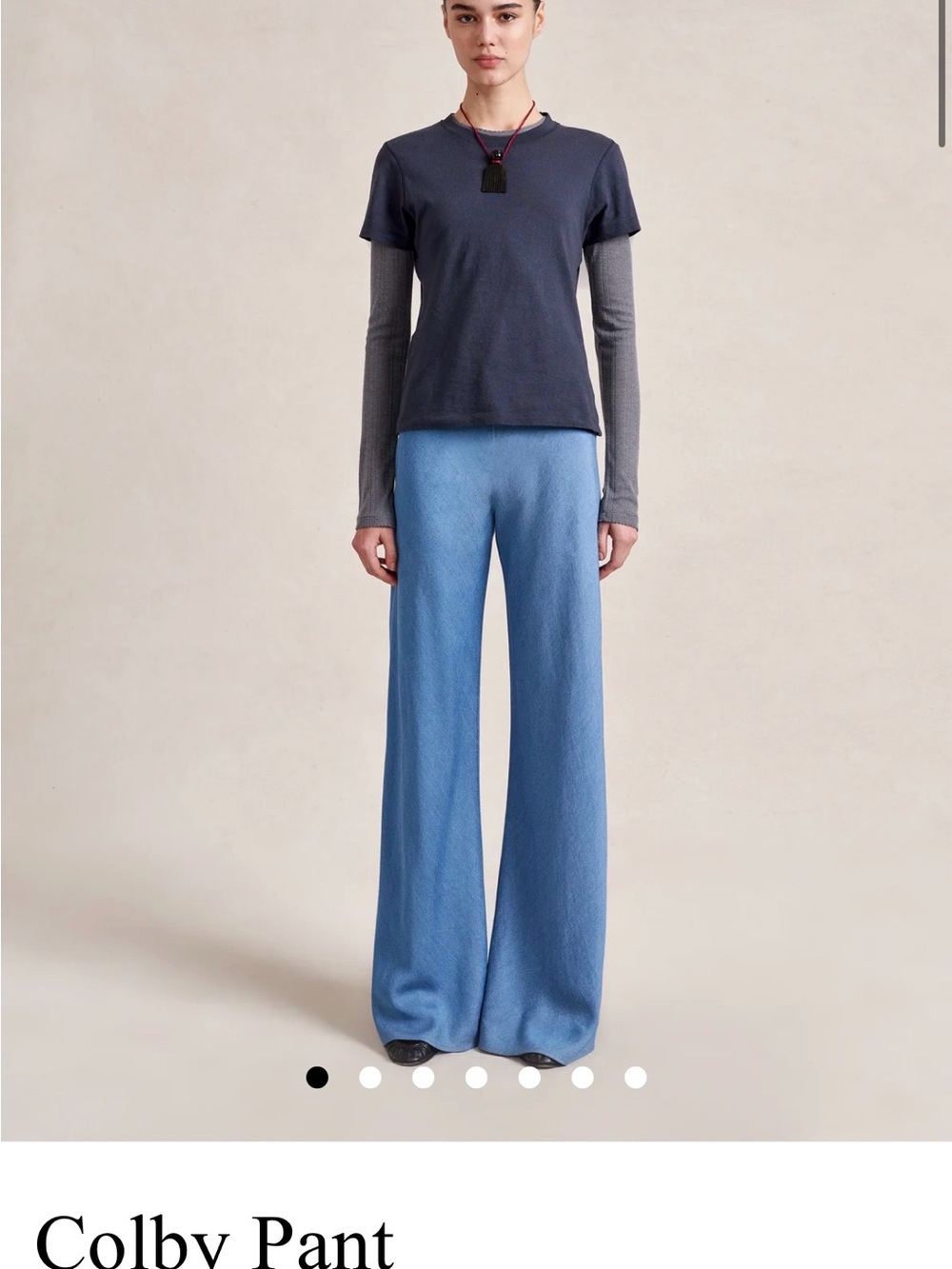 La Ligne Colby Wide-Leg Twill Pants in chambray
